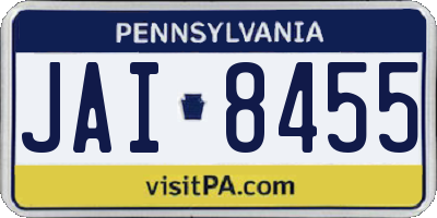 PA license plate JAI8455