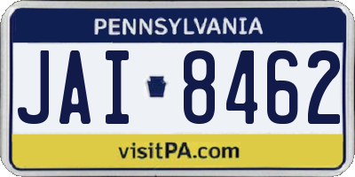PA license plate JAI8462