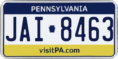 PA license plate JAI8463