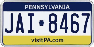 PA license plate JAI8467