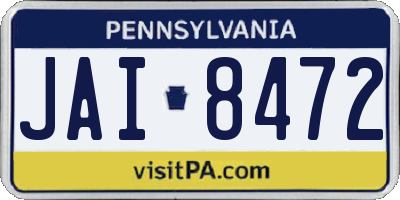 PA license plate JAI8472