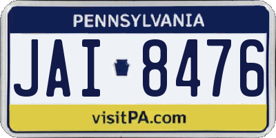 PA license plate JAI8476