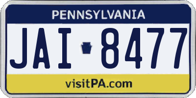 PA license plate JAI8477