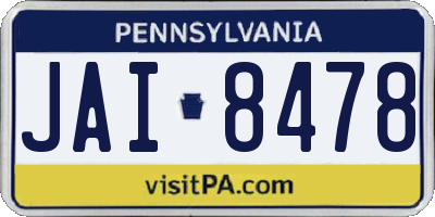 PA license plate JAI8478