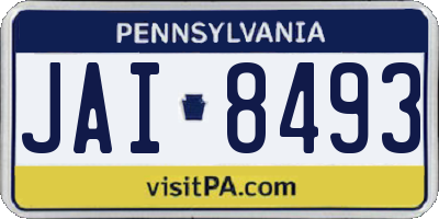 PA license plate JAI8493