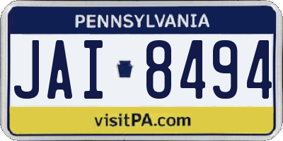 PA license plate JAI8494