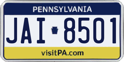 PA license plate JAI8501