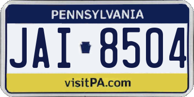 PA license plate JAI8504