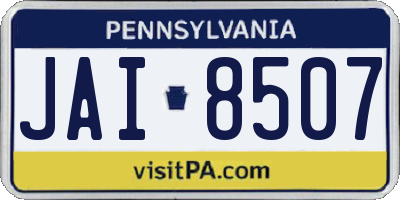 PA license plate JAI8507