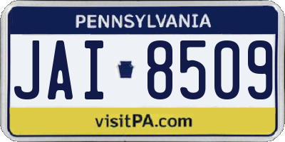 PA license plate JAI8509