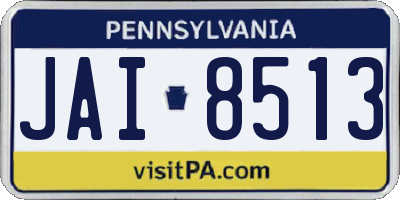 PA license plate JAI8513