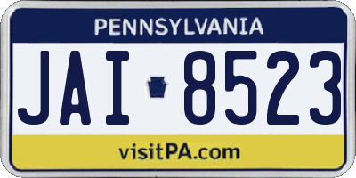 PA license plate JAI8523