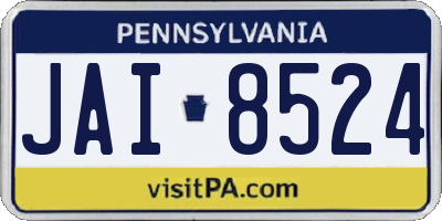 PA license plate JAI8524