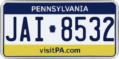 PA license plate JAI8532