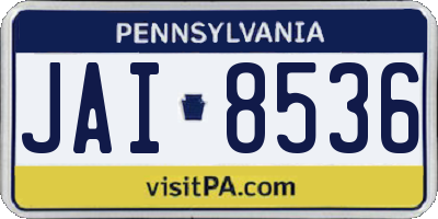 PA license plate JAI8536