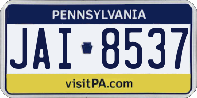 PA license plate JAI8537