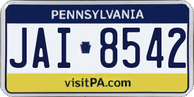 PA license plate JAI8542