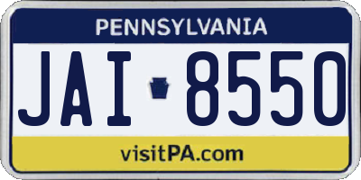 PA license plate JAI8550