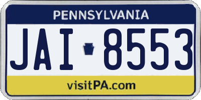 PA license plate JAI8553