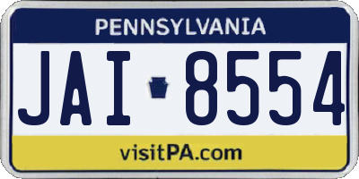 PA license plate JAI8554