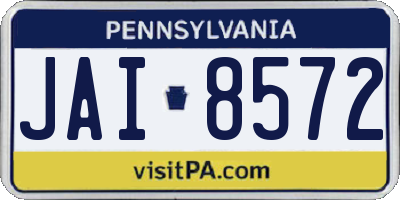 PA license plate JAI8572