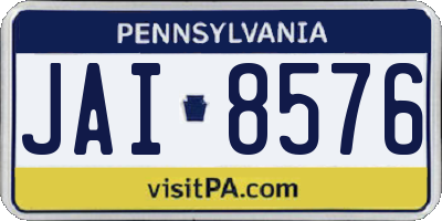 PA license plate JAI8576