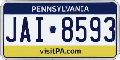 PA license plate JAI8593