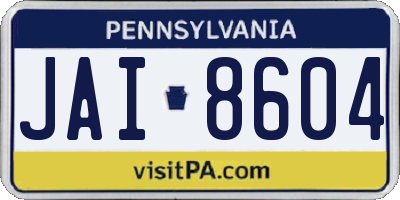 PA license plate JAI8604