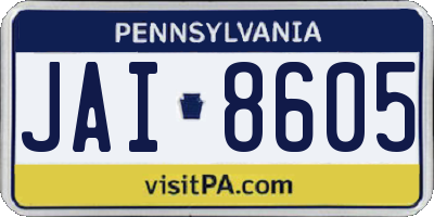 PA license plate JAI8605