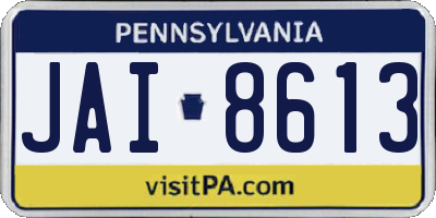 PA license plate JAI8613