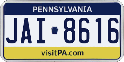 PA license plate JAI8616