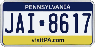 PA license plate JAI8617