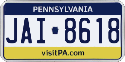 PA license plate JAI8618