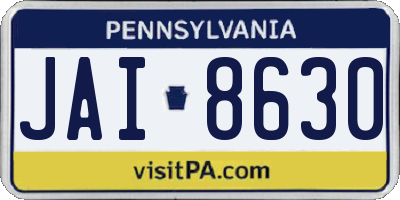PA license plate JAI8630