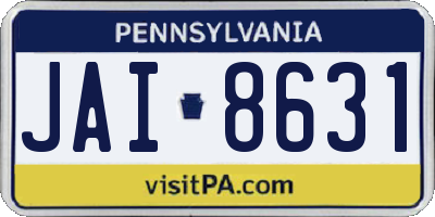 PA license plate JAI8631