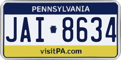 PA license plate JAI8634