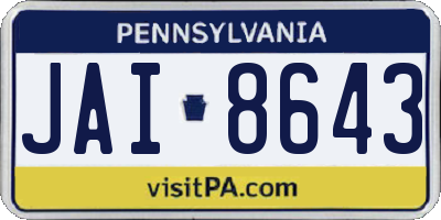 PA license plate JAI8643
