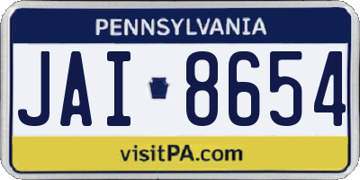 PA license plate JAI8654