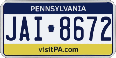 PA license plate JAI8672