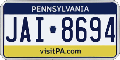 PA license plate JAI8694