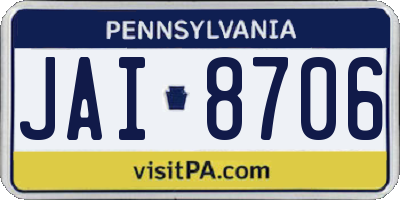 PA license plate JAI8706