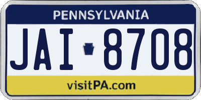 PA license plate JAI8708