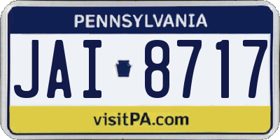 PA license plate JAI8717