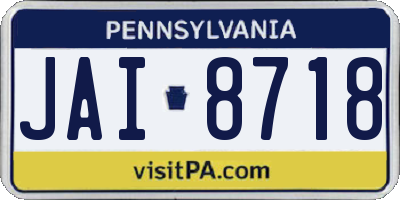 PA license plate JAI8718