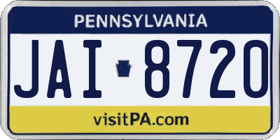 PA license plate JAI8720