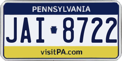 PA license plate JAI8722