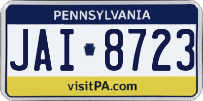 PA license plate JAI8723