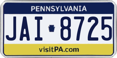 PA license plate JAI8725