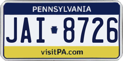 PA license plate JAI8726