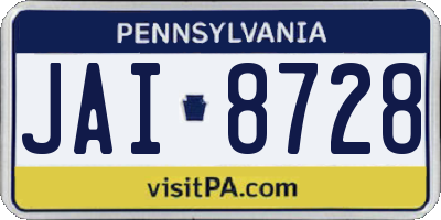 PA license plate JAI8728